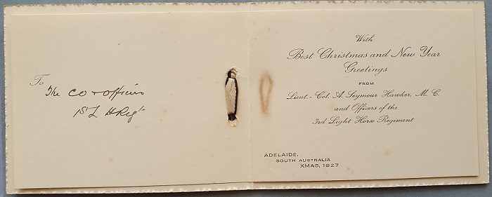 3rd Light Horse Regiment (South Australian Mounted Rifles) - Christmas Card (1927) - Image 2
