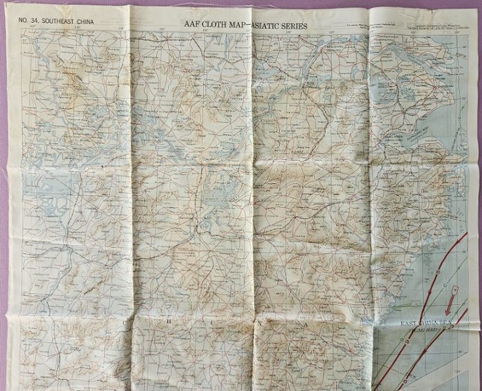 US 1944 cloth map double sided No. 344 Southeast China & C-40 Luzon Island