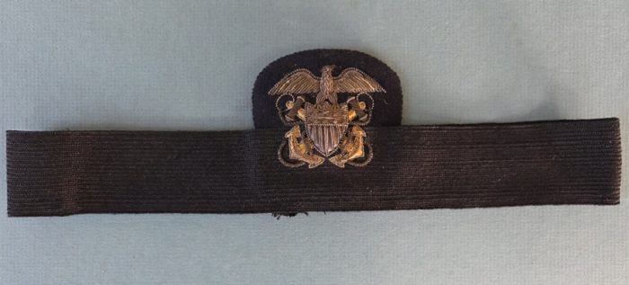 WWII US Navy Officers Bullion Badge on Cap Band
