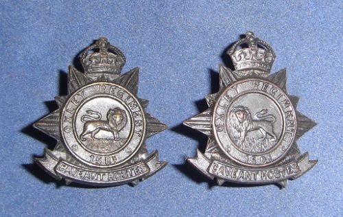 15th Battalion (The Oxley Regiment) - Oxidised Collar Badge Pair - 1940 to 42