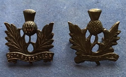 30th Battalion (New South Wales Scottish) - Oxidised Collar Badge Pair - 1940 to 1942
