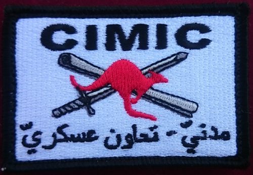 CIMIC : Civil-Military Cooperation - Deployment Patch (Iraq) - White (Arabic)