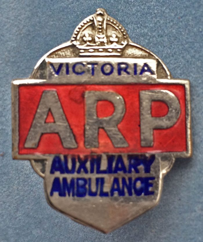 ARP Victoria Auxiliary Ambulance Badge No. 1136
