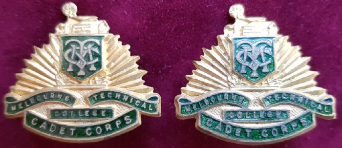 Melbourne Technical College Cadets - Collar Badge Pair (Mismatched pair)