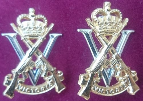 Royal Victoria Regiment - Collar Badge Pair - Anodised