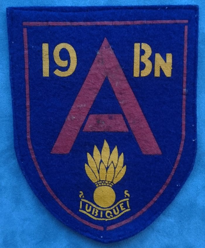 19 National Service Battalion - 'A' Company, Engineers Sports Patch (Blue, Red & Yellow)