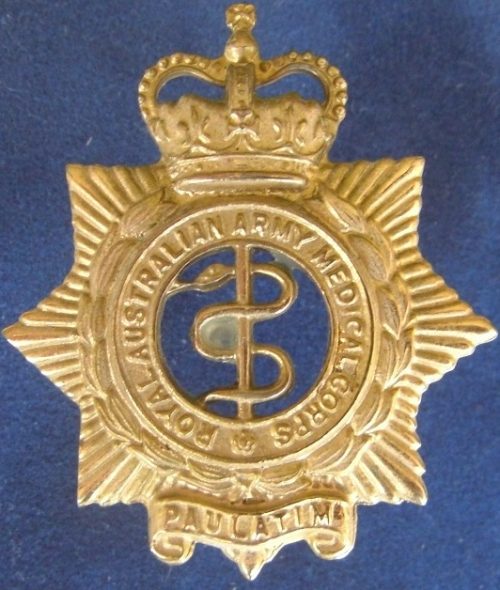 Royal Australian Army Medical Corps - Brass Hat Badge - Circa early 1960s.