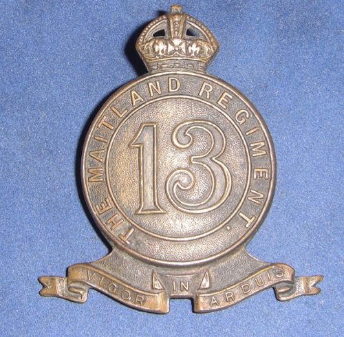 13th Battalion (The Maitland Regiment) - Brass Hat Badge - 1930 to 1942 - Image 2
