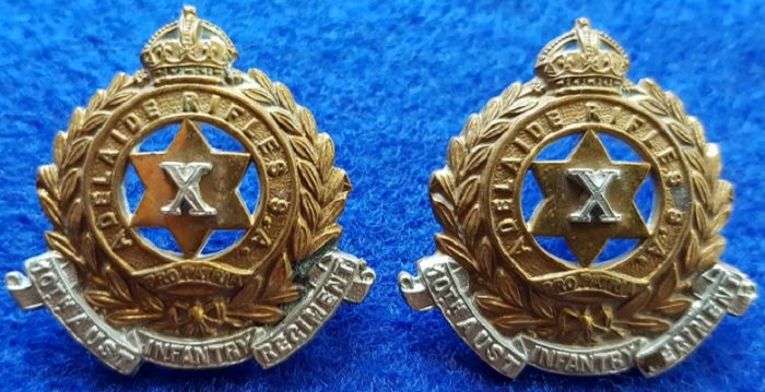 10th Australian Infantry Regiment (Adelaide Rifles) - Bi-Metal Collar Badge Pair - 1900 to 1912 - Image 2